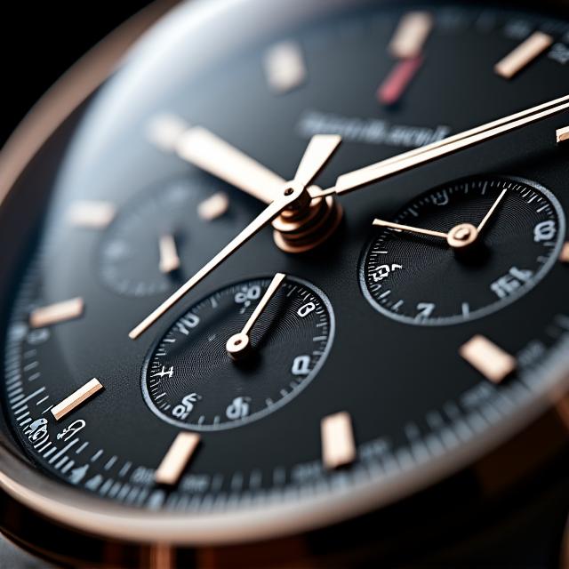 A detailed close-up of a classic chronograph watch face, highlighting its intricate subdials and pushers for precise time measurement.