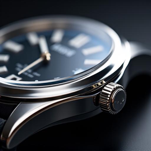 A watch face angled to show the pristine, scratch-resistant sapphire crystal reflecting light, emphasizing its clarity and durability.