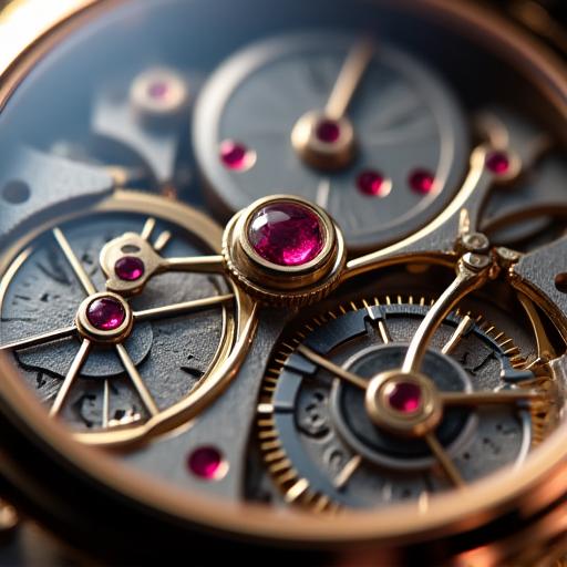 Close-up of an automatic watch movement with finely crafted gears and ruby jewels visible through a transparent case back.